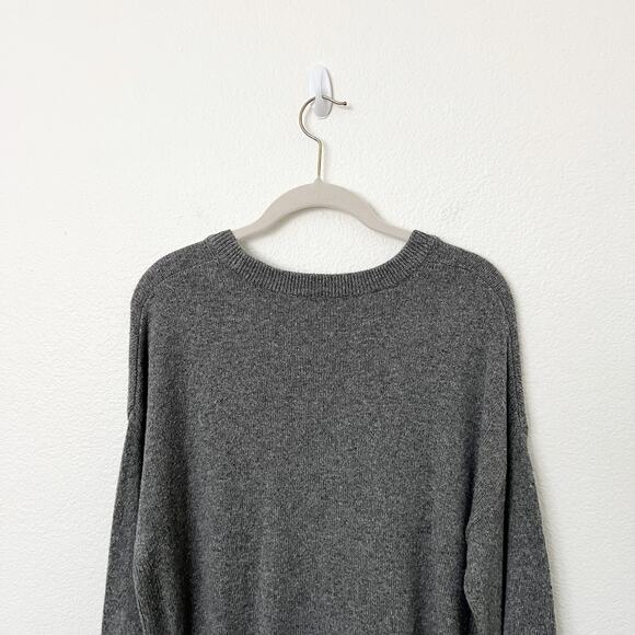 [Madewell] Charcoal Gray Tie Cuff Crew Neck Cotton Blend Sweater Size Medium M - Picture 8 of 12
